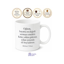 Baba Nasihatı Yazılı Kupa Bardak Babalar Günü Özel Hediye Porselen Beyaz / Çok Renkli