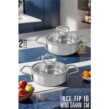 Mini Kapaklı Sahan Tencere 2 Adet Çelik 16 Cm Diğer