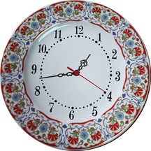 Armada Çini Prt 133 25 Cm Kırmızı Altın Yaldızlı Karanfil Desenli Porselen Çini Saat
