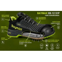 Baymax Bx-12 S1p Çelik Burun+çelik Ara Taban İş Güvenliği Ayakkabısı Siyah