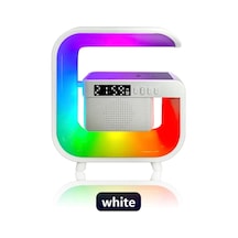 Createtech Kablosuz Şarj İstasyonu Küçük Tasarım Çalar Saat Rgb Gece Işık Uygulama Kontrolü White