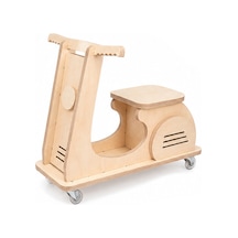 Ahşap Montessori Çocuk Scooter İlk Adım Yürüteci Binilebilir Tekerlekli Oyuncak