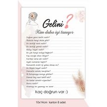Gelini Kim Daha Iyi Tanıyor? Bekarlığa Veda Soru Kartları 8 Adet