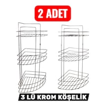 2 Adet Banyo Köşeliği Üçlü Köşe Duş Rafı Şampuanlık Paslanmaz
