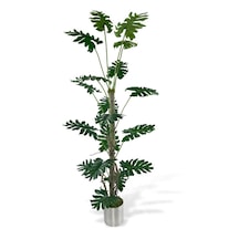 Yapay Ağaç Syngonium plants 18 Dallı Çalılı Gövde 120x60cm Gümüş Aleminyum Saksıda