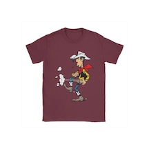 Snapbuyerkekler Şanslı Luke Karikatür Pamuklu Kısa Kollu O Boyun T-shirt 4xl 5xlbordo Bordo