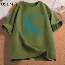 Flood Of Style Bu Ne Ve Harika Değil T Shirt Erkekler Komik Rakun Meme T-shirt Boy Çöp Panda Merch T-shirt G Yeşil
