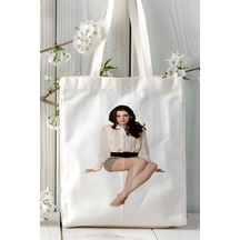 Art Hediye Anne Hathaway Baskılı Bez Çanta Kişiye Özel Model 1 Çok Renkli
