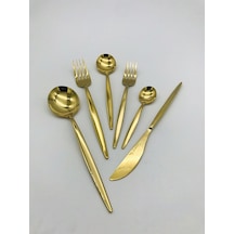 Lizbon 36 Parça Titanyum Gold Çatal  Kaşık Bıçak Seti Gold