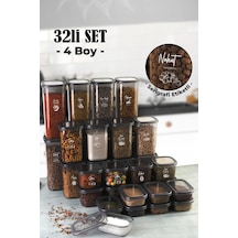 Vienev Beyaz Serigrafili 32li Peggy Kare Ve Dikdörtgen Saklama Kabı Seti 8x 1,75, 1,2, 0,55,400 Ant Çok Renkli