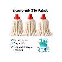 Süper Emici & Dayanıklı Mikrofiber Mop Başlığı Ekonomik 3 Lü Paket