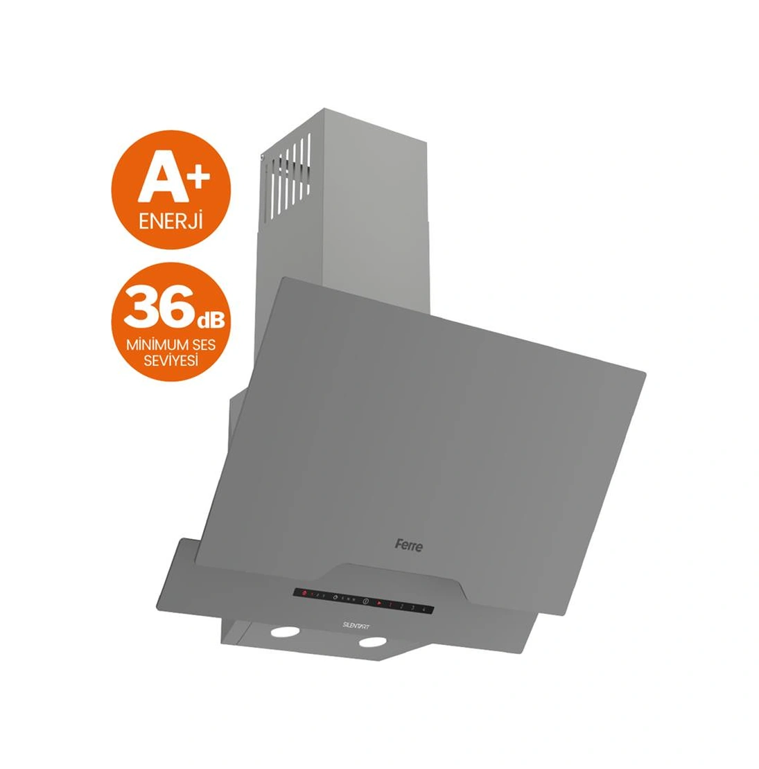 Ferre D065-SA DC İnverter Motor 36 DB Ultra Sessiz Yatık Cam Davlumbaz