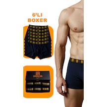 Maksfd Erkek 6 Lı Pamuklu Boxer Set Rahat Ve Esnek İç Giyim Erkek Boxer- Brros Modeli Lacivert