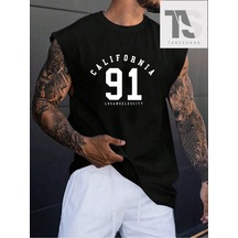Startmore Erkek Pamuklu Harfli Grafik Tank Top Beyaz