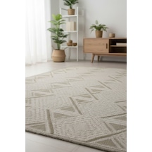 Rolyef İskandinav Kabartmalı Sisal Bukle Yıkanabilir Kaymaz Taban Salon Mutfak Çocuk Odası Halısı Bej
