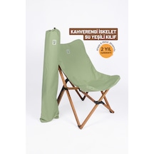 Bag The Joy Ahşap Kahverengi İskelet - Su Yeşili Kılıf Sandalye Su Yeşili
