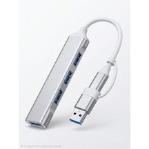 Usb 3.0 Hub, 4 Portlu Alüminyum Usb Çoklayıcı, Çift Giriş