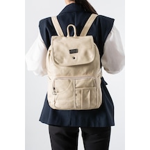 571 Collections Suni Deri Yıkama Sırt Çantası Poliüretan Krem Model: 571-14-16ı Krem