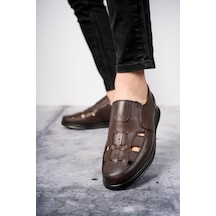 Muggo Oliver Garantili Erkek Günlük Klasik Hakiki Deri Rahat Ortopedik Sandalet 001