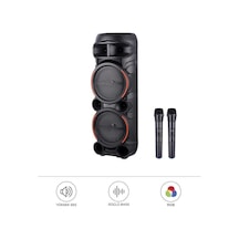 2058 Çift Kablosuz Mikrofonlu Rgb Ledli Taşınabilir Bluetooth Hoparlör Parti Speaker Fm / Usb / Tf