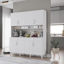Denze Kahve Köşesi Çok Amaçlı Dolap Kiler Mutfak Dolabı Beyaz 160cm Beyaz