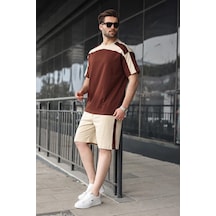 Madmext Acı Kahverengi Erkek Şort T-shirt Takımı E7346 Acı Kahverengi