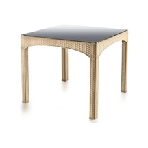 Omnipazar Omnipazar Sy-2576 Bej Rattan Kare Kapalı Temperli Camlı Masa 6206 Bej