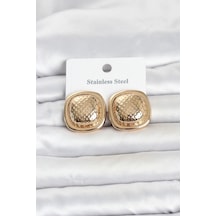 316l Çelik Gold Renk Düğme Model Kadın Küpe 5886 Çok Renkli