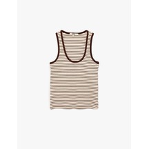 Koton Pamuklu Slim Fit U Yaka Çizgili Atlet Kahverengi Çizgili 5sak10664ek Kahve Çizgili