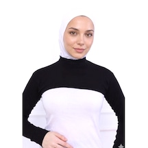 Alivascarf Balıkçı Yaka Boyunluklu Kolluk Siyah - Likralı Dik Yakalı Kadın Body Tesettür Crop Bolero