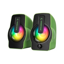 Rampage Falsetto Rms-g7 Hoparlör Speakaer Set 2.0 Multimedya Ve 6w 1+1 Yeşil Usb Kablo Rgb Işıklı