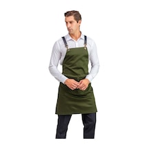 Barista Çift Cepli Yeşil Deri Askılı Önlük