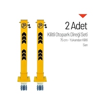 75 Cm Yukarıdan Kilitli Otopark Direği 2'li Park Bariyeri Seti-641