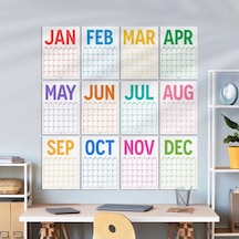 2027 Aylık Planlayıcı Duvar Takvimi, 33x48 Cm & A4 Poster Takvim, Aile Takvimi, Gökkuşağı Renkleri