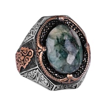 Şık El Yapımı Zümrüt Taşlı Yüzük, 925 Ayar Gümüş Yüzük Gümüş