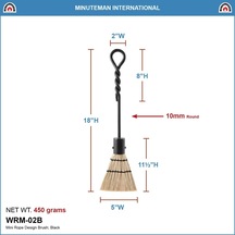 Halat Kolu Tek, Mini Fırça Şömine Aleti, Mini 18", Siyah