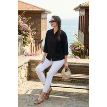 Lela Regular Fit Güpürlü Cep Detaylı Uzun Kollu Bayan Gömlek 6773215 Siyah