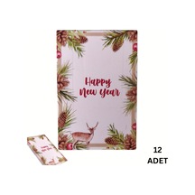 Yılbaşı Happy New Year Tebrik Kartı, Yeniyıl Temalı Hediye, Not K