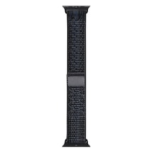 Ekılıf - Apple Uyumlu  Watch 40mm - Kordon Hasır Kordon Strap Kayış Krd-91 - Siyah