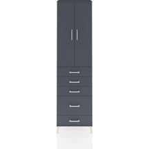 Arges Dolap 2 Raflı 5 Çekmeceli Tek Askılı 60x30x221 Antrasit... Antrasit