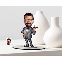 Kişiye Özel Bay Patron Karikatür Ahşap Biblo - 3