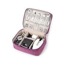 Mor Şarj Cihazı Elektronik Organizatör Seyahat Dijital Cihaz Sabit Disk Kozmetik Seti Taşıma Çantası