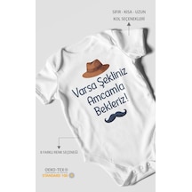 Morivokids Varsa Şekliniz Amcamla Bekleriz Kısa Kollu Bebek Body %100 Pamuk Beyaz