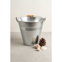 Metal Dekoratif Kova 10 Litre - 28 Cm Çok Amaçlı Saplı Galvaniz Saksılık Ve Düzenleyici Renksiz