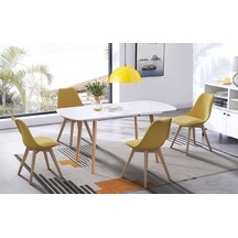 Riolight Modern Sari Içi Beyaz Yemek Masasi Üzeri Tekli Metal Sar