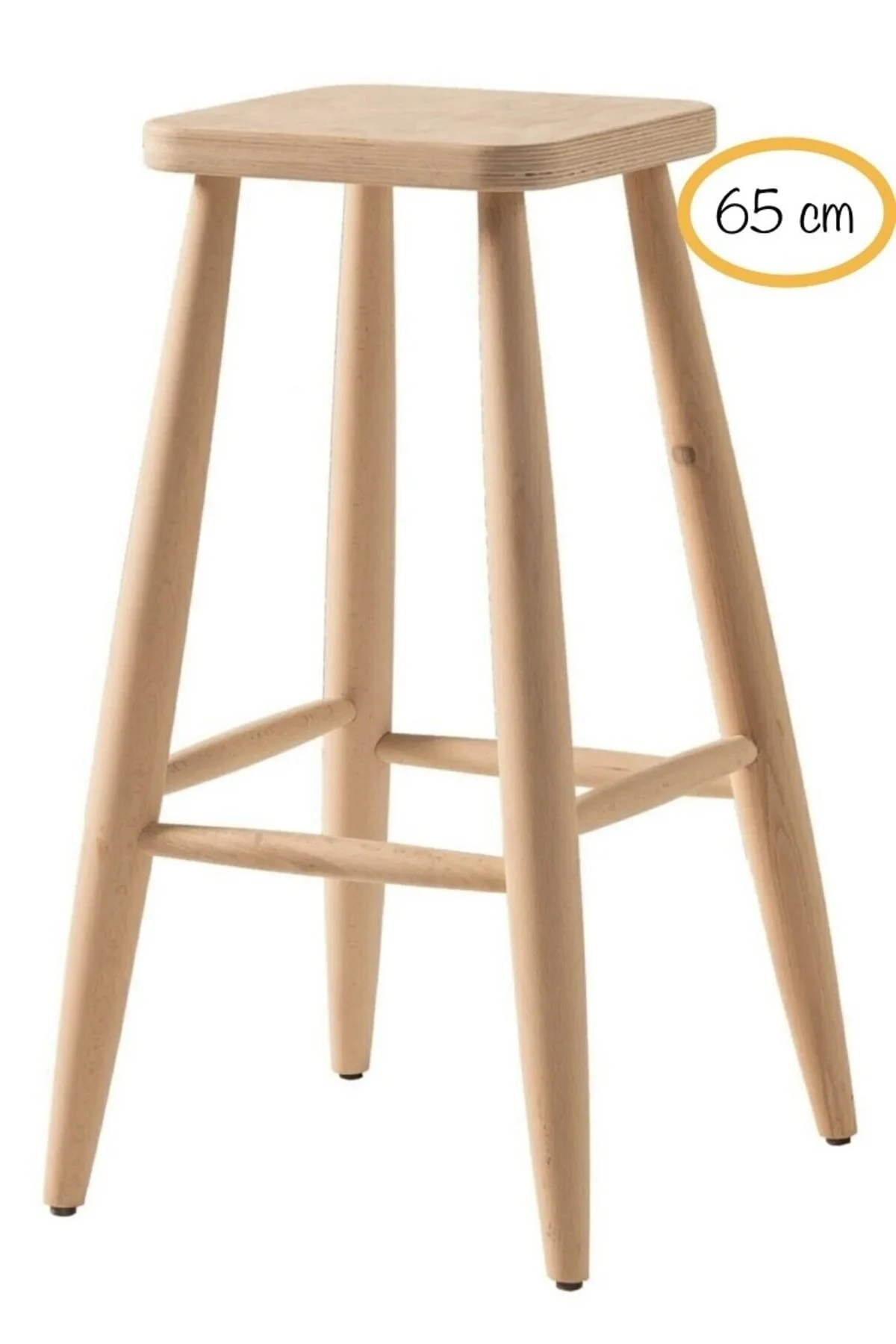 Ahşap Kare Bar Sandalye 65 Cm Tabure Ahşap