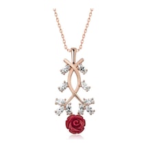 Casera's Gümüş Rose Kırmızı Gül Kolye Csr2180762 Gümüş