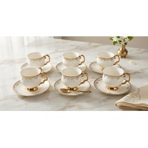 Artworks 12 Parça Beyaz Gold Porselen Kahve Fincan Takımı 6 Kişilik