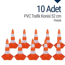10 Adet Pvc Trafik Konisi 52 Cm Trafik Dubası N11.190