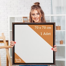 Kahverengi Çerçeveli Tuval 70 x 70 CM Kare Profesyonel %100 Pamuk Boş Tablo